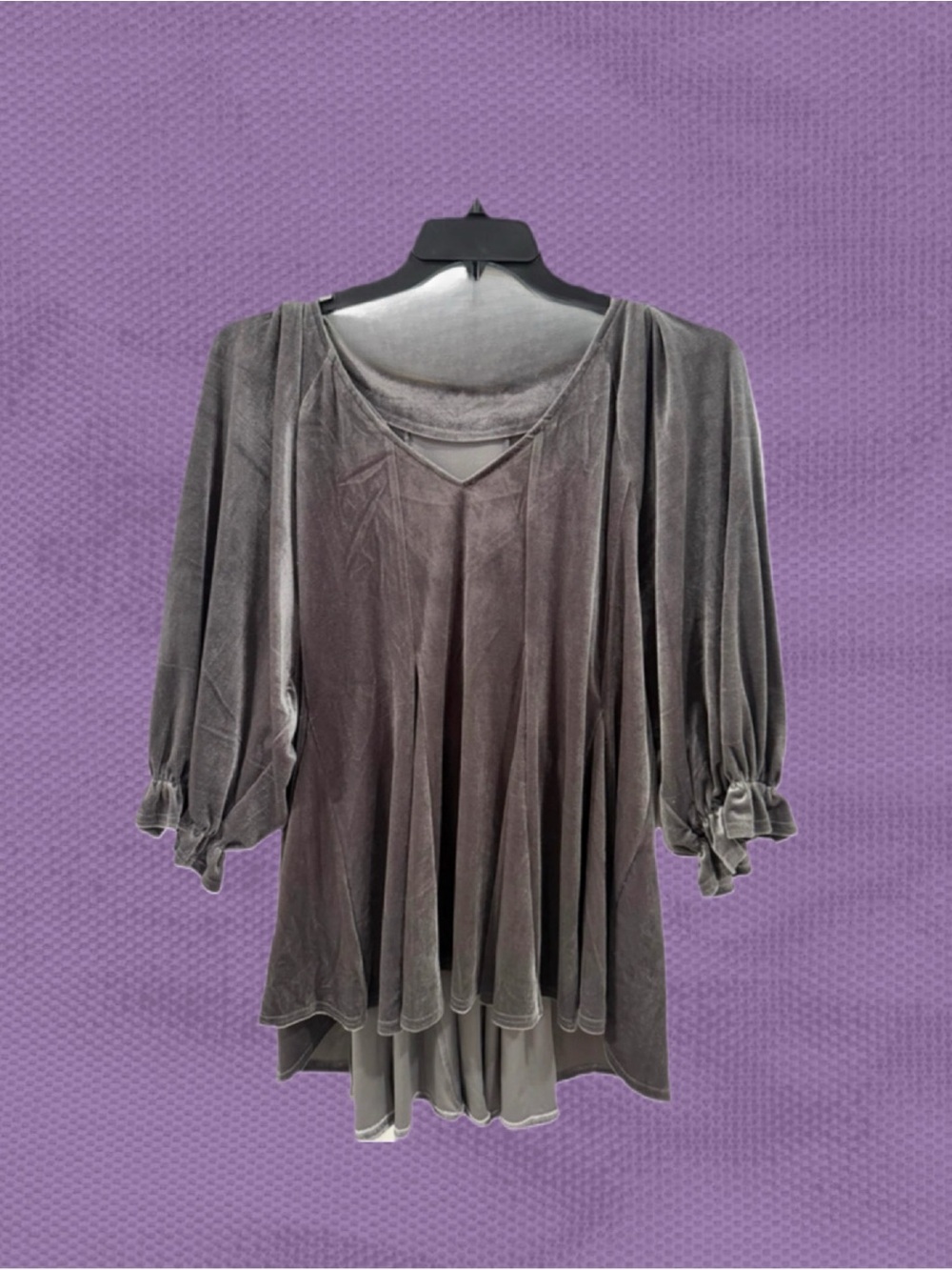 Umgee gunmetal velvet babydoll tunic 1X